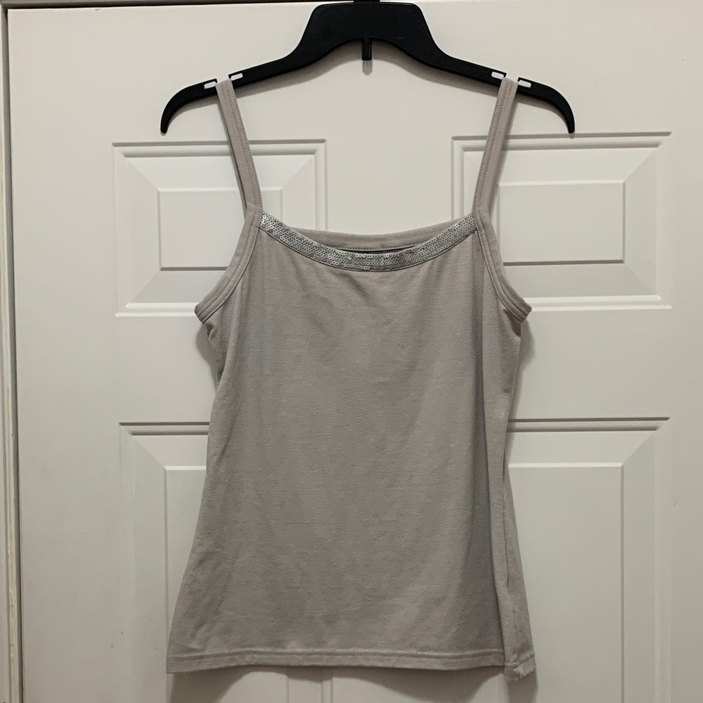 Apt. 9 Light Gray Dressy Sequined Camisole Top - Size Medium